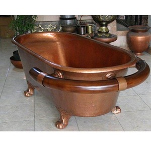 Baignoire en fonte moderne de luxe pour 2 personnes en cuivre antique avec jupe en cuivre au meilleur prix baignoire de salle de bain - Product Image 2