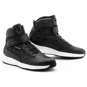 STYLMARTIN AUDAX GLAM Chaussures de moto montantes imperméables en cuir véritable avec doublure en cuir véritable et semelle intérieure en caoutchouc/PU, fermeture à bouton, brodées - Product Image 1