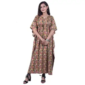 Amazing Hand Block Print Free Size Cotton Kaftan Dress Perfect Dress To Wear As Lounge Wear Or Resort Wear Kaftan Maxi Wholesale