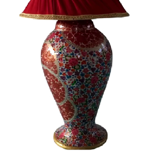 Elegante lámpara de mesa de papel de Cachemira hecha a mano, decoración artística única para el hogar - Product Image 1