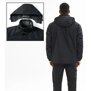 Heavy Duty Men's Winter Hiking Jacket Waterproof Stand Collar Hooded with Coated <b>Fabric</b> Zipper Wholesale from Manufacturer - Product Image 3