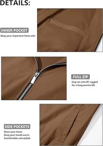 Chaqueta de bombardero con cremallera informal ligera para hombre con cuello levantado cortavientos para primavera otoño Golf abrigo de invierno bolsillos con logotipo delantero - Product Image 5