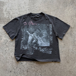 เสื้อยืดผู้ชายทรงบ็อกซี่ฟิต คุณภาพสูง ตัดเย็บแบบซันเฟด โอเวอร์ไซส์ ผ้าคอตตอนเทอร์รี่ 100% สกรีนลายกราฟิกแบบกำหนดเอง พิมพ์ลาย DTF - Product Image 1