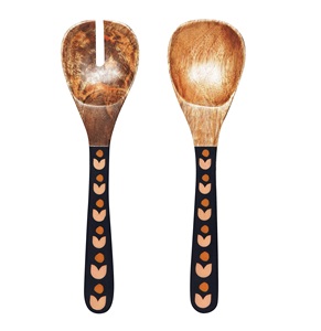 Juego de utensilios de cocina para servidor de ensalada de madera hecho en La India, compre cubiertos negros para el hogar - Product Image 6