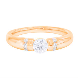 Alliance unisexe Moissanite ronde céleste 0,50Ct en plaqué or jaune 14 carats avec réglage pavé et vente en gros OEM de style punk - Product Image 1