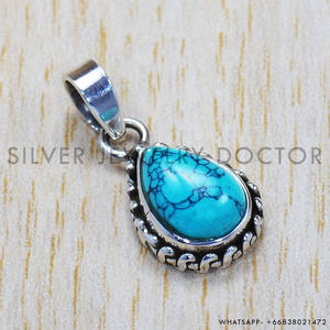 Poids léger 925 argent Sterling pierre naturelle Turquoise pendentifs à breloque en gros bijoux fins Style bohème unisexe - Product Image 2