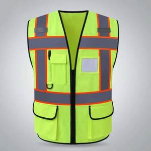 Gilet de sécurité réfléchissant haute visibilité unisexe en coton avec poches de sécurité et fermeture éclair sur le devant pour uniforme de travailleur du bâtiment - Product Image 6