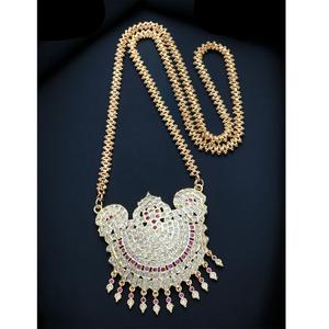 Bel ensemble élégant de pendentif de chaîne micro-plaqué Bel ensemble de collier avec des boucles d'oreilles pour les femmes pour les vêtements de mariage pour les femmes - Product Image 1