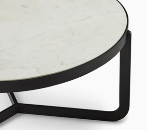 Canapés présentoir latéral Table maîtresse Type facile à imbriquer Table basse de forme ronde Tables de salon Lot de 2 présentoirs en marbre blanc - Product Image 1