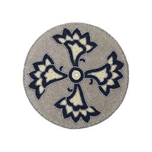 Napperons de décoration de table à manger ronds verts et dorés à la main en verre perlé pour mariage - Product Image 5