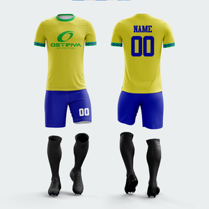 Conjunto de Camiseta y Pantalones Cortos de Fútbol Transpirables, 100% Poliéster, Secado Rápido, con Logotipo Frontal Personalizado, Nombre del Equipo, Uniformes de Equipo - Product Image 1