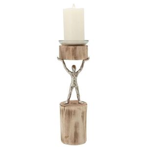Par de portavelas de madera hechos a mano para decoración de estantes, creando un ambiente cálido y acogedor en cualquier hogar moderno - Product Image 1