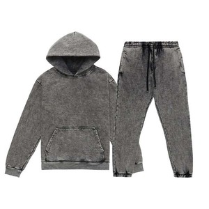 2025 Vintage Acid Wash Printed 100% Cotton Unisex Sportswear Activewear Custom <b>Oversized</b> Tracksuit Hoodie <b>Joggers</b> Heavyweight - Product Image 1