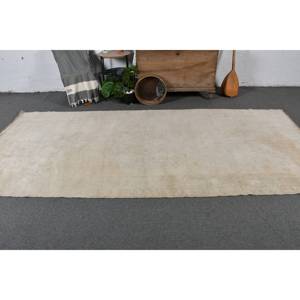 Alfombra tradicional ecológica de lana Beige moderna, 4,8x11 pies, tejido plano turco, patrón de retazos, comedor con respaldo de látex - Product Image 2