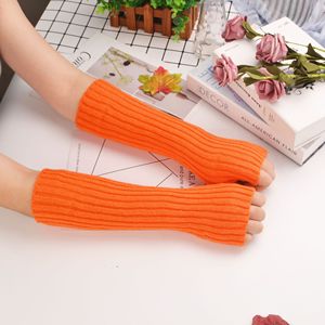 DLL520 gants en tricot <span class=keywords><strong>au</strong></span> <span class=keywords><strong>Crochet</strong></span> pour femmes, gants d'hiver, chauffe-bras tricoté sans <span class=keywords><strong>doigts</strong></span>, longs poignets, mitaines en acrylique - Product Image 5