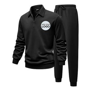 Conjunto Deportivo Casual de 2 Piezas para Hombre, con Cierre de Cremallera de un Cuarto, Diseño Atlético para Correr, Estampado Sólido - Product Image 3