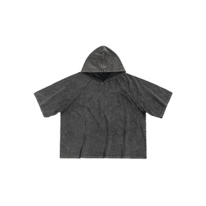 เสื้อฮู้ดแบบสวมหัวแขนสั้นโอเวอร์ไซส์ผ้าคอตตอน100% เป็นมิตรกับสิ่งแวดล้อมผ้าคอตตอนผ้าดิบกำหนดเอง240gsm - Product Image 5