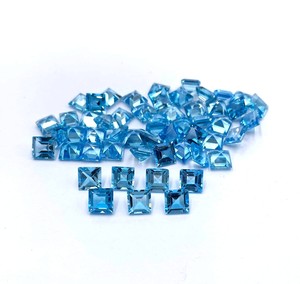 Cuentas de corte cuadrado de Topacio Azul suizo Natural de 7mm, piedras preciosas sueltas de Topacio azul de la mejor calidad para la fabricación de colgantes de joyería a precio de fábrica - Product Image 1