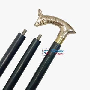 Canne de marche pliable vintage en bois noir avec poignée en laiton poli motif rat, article de randonnée pour grand-père et grand-mère, prix de gros - Product Image 5