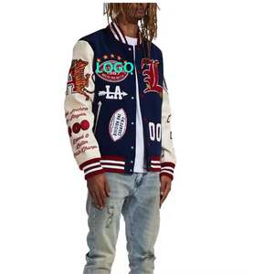 Venta al por mayor OEM personalizado invierno Vintage Escuela Universidad hombres chaquetas abrigo lana XL Casual Crop Varsity chaquetas para hombres Plus Letterman - Product Image 5