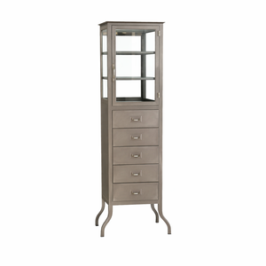 Armoire en métal et verre industrielle |   Armoire de rangement vintage avec tiroirs pour salon, bureau, meubles de vente au détail, décoration intérieure - Product Image 1