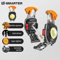Lampe de travail et de camping portable à LED COB haute luminosité, étanche IP44, en alliage d'aluminium, rechargeable, à intensité variable, avec porte-clés, pour atelier et route
