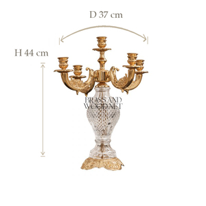 Portavelas de latón antiguo de lujo con detalles artísticos grabados para una decoración clásica del hogar y elegantes ocasiones festivas - Product Image 6