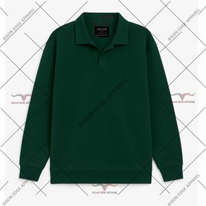 Chemise à manches longues en polyester tricoté pour homme, marque Bison Edge Apparel, avec poche et logo personnalisé sur le devant, style décontracté, service OEM - Product Image 3