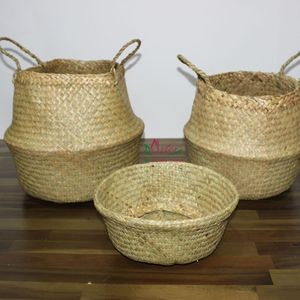 Decorative Eco-friendly Natural Palm Leaf <b>Storage</b> <b>Baskets</b> for Home Organization - Product Image 3