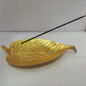 Golden Leaf Design Aluminum <b>Incense</b> <b>Holder</b> Aromatic <b>Stick</b> Stand <b>for</b> Home and Office At Cheap Price - Product Image 1