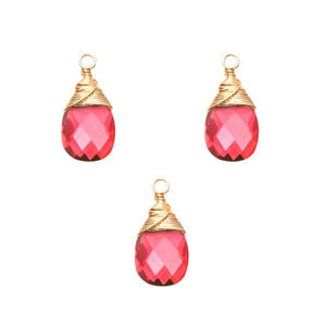 13x9mm Rosa Calcedonia Forma de pera Briolette Corte Colgante 18K Oro Vermeil y Plata de Ley 925 Alambre Envuelto Colgantes finos Encantos - Product Image 6