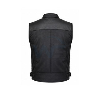 Durable Leather Material Outdoor Moto <b>Vest</b> Men Sleeveless Zip Front Riding <b>Vest</b> Casual <b>Utility</b> <b>Vest</b> For Daily Wear - Product Image 2
