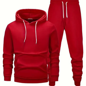 Nouvelle mode de survêtement pour hommes, sweat à capuche zippé, vêtements d'extérieur, vêtements de sport avec pantalon de survêtement, tenue décontractée 100% coton - Product Image 1