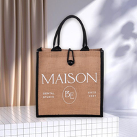 Sac fourre-tout en jute personnalisé, réutilisable, en lin naturel et toile de jute, idéal pour la plage et le shopping – Vente en gros