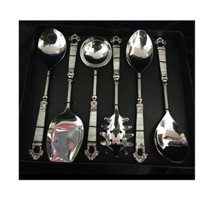 Royal Brass Salad Server Cubiertos de acero personalizados Artículos de cubiertos Cuchara de ensalada hecha a mano y juego de servidor de ensalada - Product Image 3