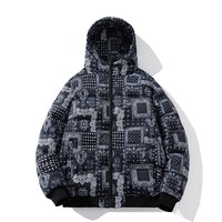 Veste d'hiver pour homme avec logo personnalisé, chaude, résistante au froid, entièrement imprimée, en coton, coupe-vent, décontractée, logo personnalisé, veste d'hiver