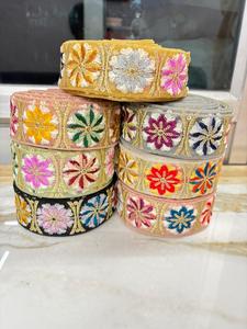 Dentelle florale africaine à haute densité avec sequins, applique élégante perlée, écologique pour robes de mariée - Product Image 4