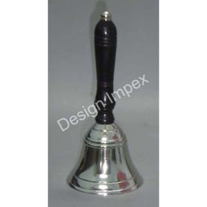 Campana Decorativa Plateada con Mango de Madera, Campanas de Buena Calidad a Precio Económico, Artesanía Metálica, Decoración Navideña - Product Image 1