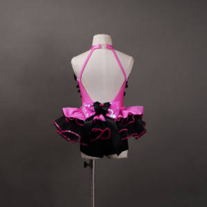 Justaucorps de danse pour filles - Noir et rose vif, body à volants en forme de cœur avec <span class=keywords><strong>jupe</strong></span> <span class=keywords><strong>tutu</strong></span> en tulle pour les spectacles de danse - Product Image 5