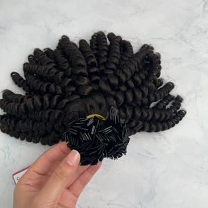 Vente en gros de 22 pouces kératine couleur naturelle extensions de cheveux humains bouclés prêts à expédier dans toutes les couleurs pour les clients - Product Image 1