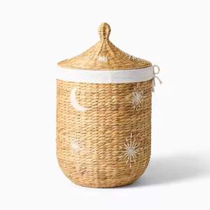 Cesta de jacinto de agua hecha a mano Natural ecológico decorativo ligero duradero organizador de almacenamiento de Vietnam - Product Image 3