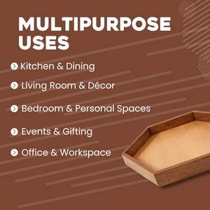 Plateau de service en bois artisanal écologique fabriqué en Inde - Passe au lave-vaisselle et au micro-ondes pour un usage domestique, en restaurant et en hôtel - Product Image 2