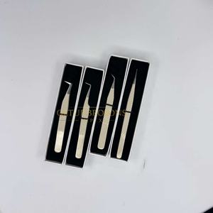 Pinzas de extensión de pestañas de fibra con punta curva y agarre de diamante, de alta calidad, para aislamiento/boot/90, con recubrimiento en polvo nude, instrumentos de belleza - Product Image 2
