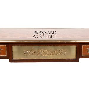 Mesa de Centro Rectangular de Lujo con Incrustaciones de Madera, Adornos de Latón Antiguo y Marquetería Floral para Salas de Estar Clásicas - Product Image 3