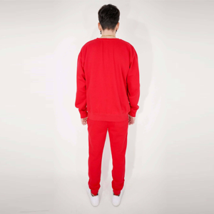 Conjunto de sudadera y pantalones deportivos rojos para hombre, de forro polar, dos piezas, informal, para estar en casa, atuendo deportivo, ropa de entrenamiento, ropa de calle de invierno - Product Image 2