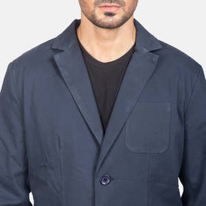Blazer Borges Azul Marino con Exterior de Polialgodón, Tejido de Lana Peinada y Cierre de Botones - Product Image 6