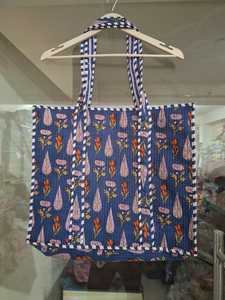 Indigo Garden Boho กระเป๋าโท้ทฤดูร้อน handblock ดอกไม้ป่าเดินสำหรับสวนเส้นทางนักช้อปเดิน - Product Image 5