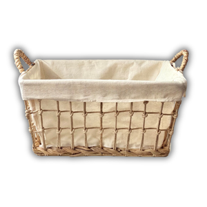 Élégant panier de rangement en rotin de jonc de mer en bambou avec doublure protectrice en coton parfait pour la lessive et le rangement - Product Image 1