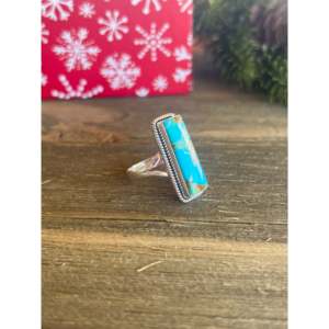 Bague artisanale en argent sterling avec turquoise Mohave Kingman, taille 8.75, fabriquée au sud-ouest - Product Image 3