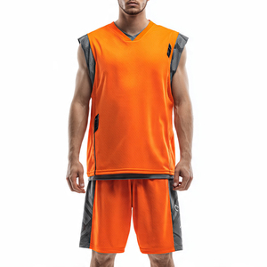 Ensemble de shorts de football et de basket-ball sans manches, uniforme de basket-ball à col en V, tenue d'équipe, costume de football réversible sans manches - Product Image 3